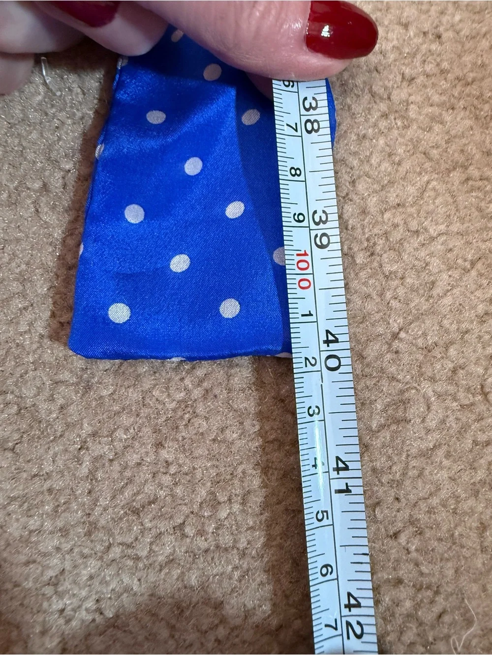 Vintage specialty House Royal blue white polka dot Silk bow neck scarf Twilly